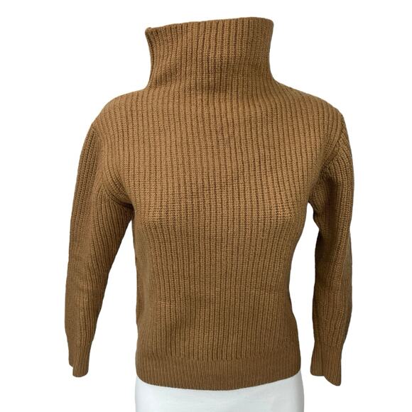 Aritzia Wilfred Brown Rib Knit Turtleneck Long Sleeve Pullover Sweater Top 2XS - Picture 1 of 4
